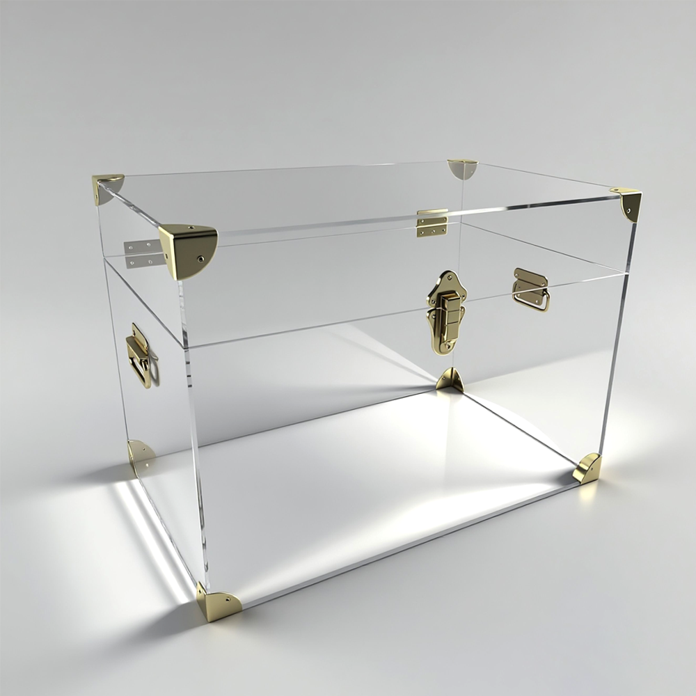 Acrylic Storage Box  with handle Gift Box with Hardware Acrylic Trunk